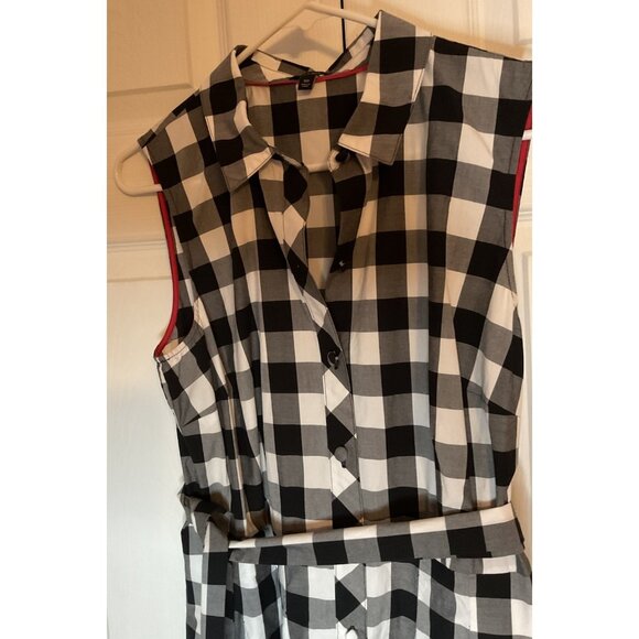 Talbots Black White Buffalo Check Gingham Sleeveless Retro Pinup Dress Plaid 10 - Picture 2 of 4